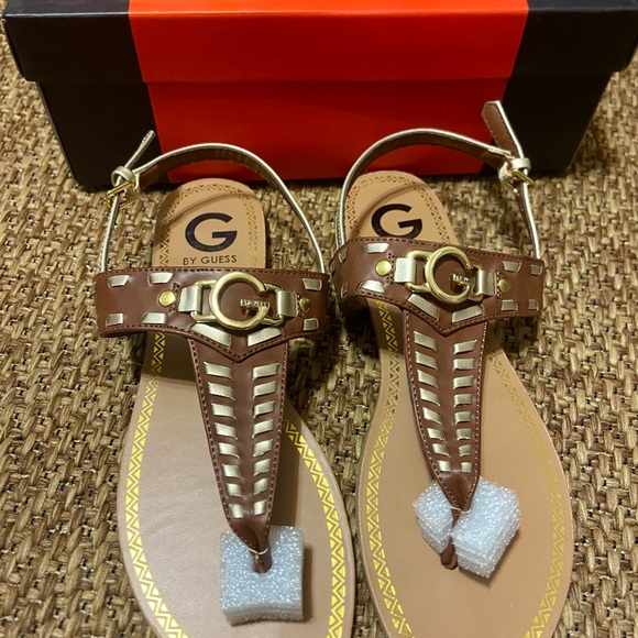 G by Guess Gold and Brown Sandals women’s size 9.5. NEW! - Picture 1 of 5